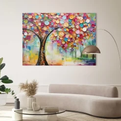 Reinders Schilderij Life Tree - colourful - 100 x 140cm - Bont