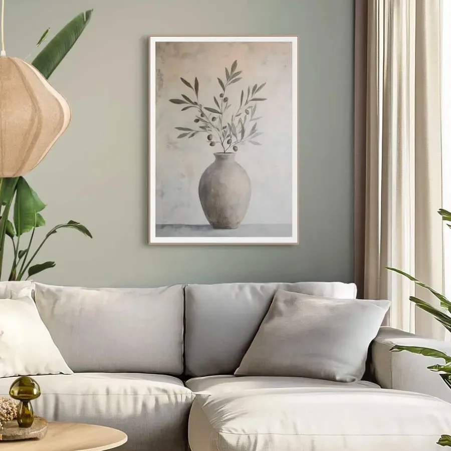 Posters-Reinders Schilderij Olijven op Vaas - 70 x 50cm - Groen