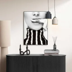 Posters-Reinders Schilderij Ssshhh! - 70 x 50cm - Zwart-Wit