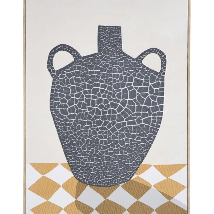 Schilderijen-Leen Bakker Schilderij Vase off-white MDF - 60x45 cm