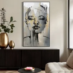Leen Bakker Schilderij vrouw met goud - 118x70 cm