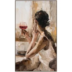 Schilderijen-Leen Bakker Schilderij Vrouw met wijn - MDF - 118x70 cm