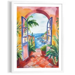 Schilderijen-Reinders Schilderij Zomers balkon - 70 x 50cm - Bont