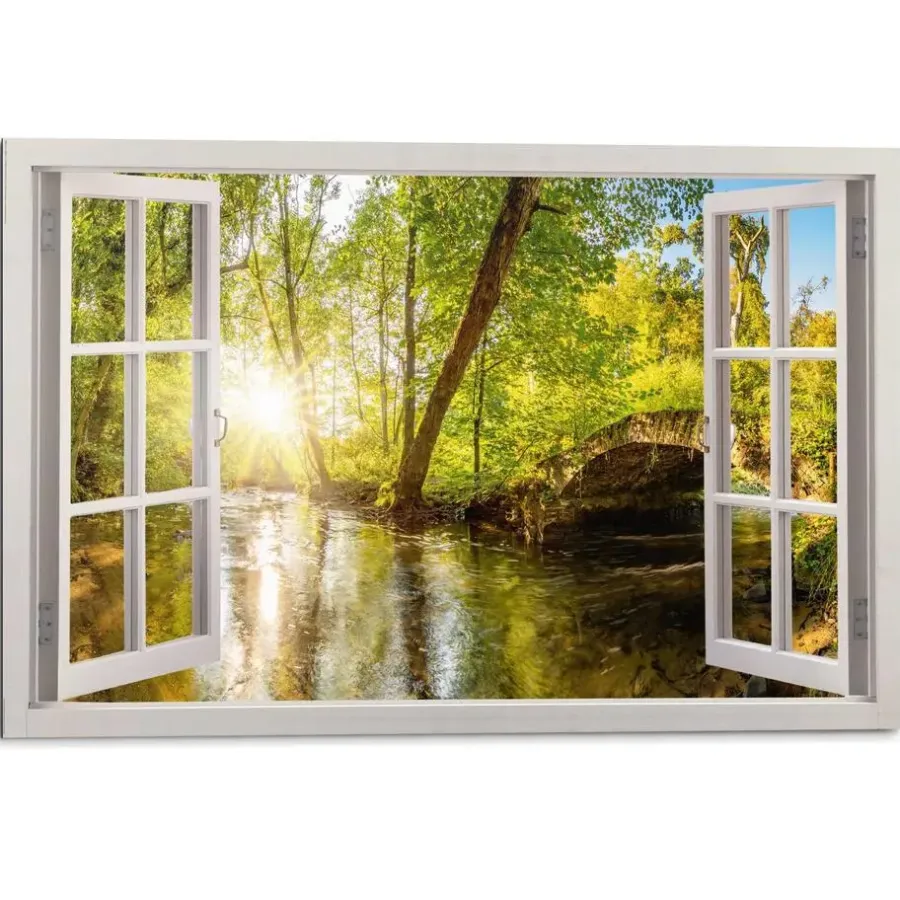 Reinders Schilderij Zonnestralen in het bos - 60 x 90cm - Groen