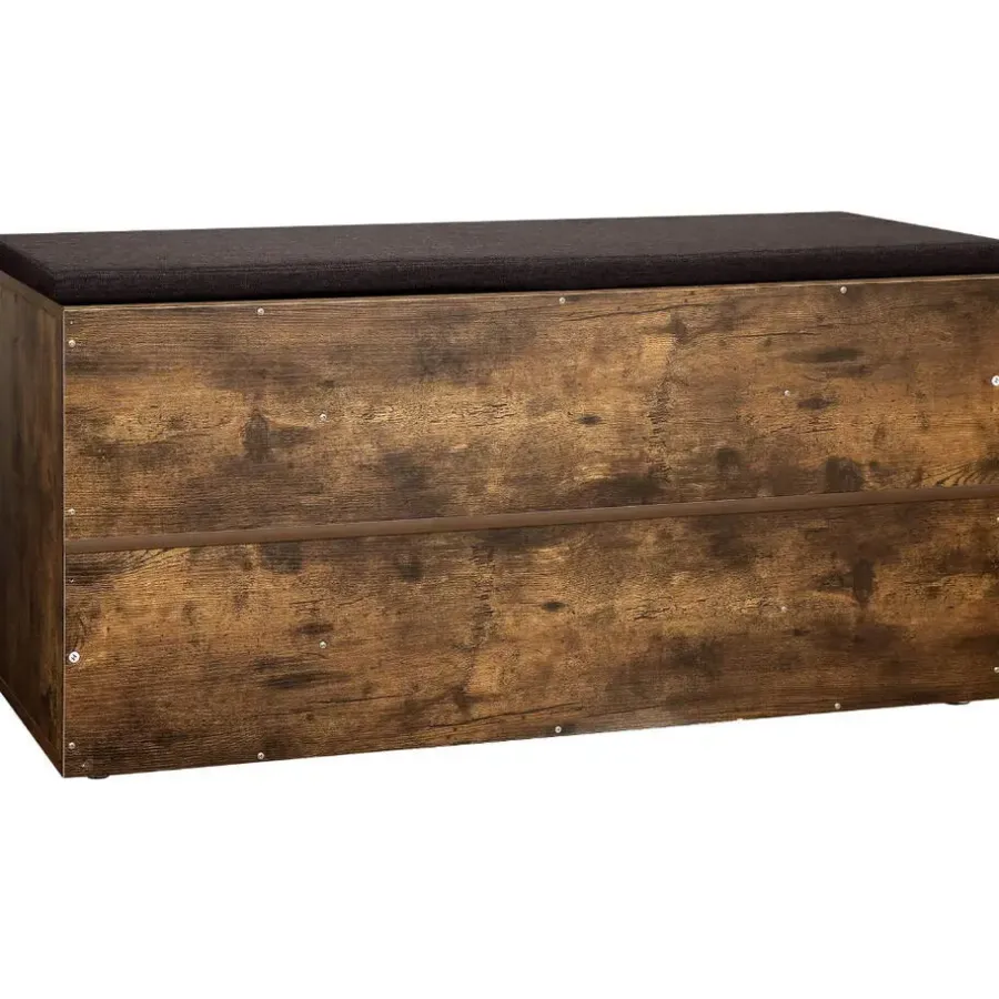 ACAZA Schoenenbank - met kussen - 10 vakken - 104x48x30 cm - vintage bruin
