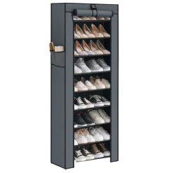 Schoenenkasten-ACAZA Schoenenkast - 10 Niveaus - tot 27 Paar Schoenen - 58x160cm - Grijs
