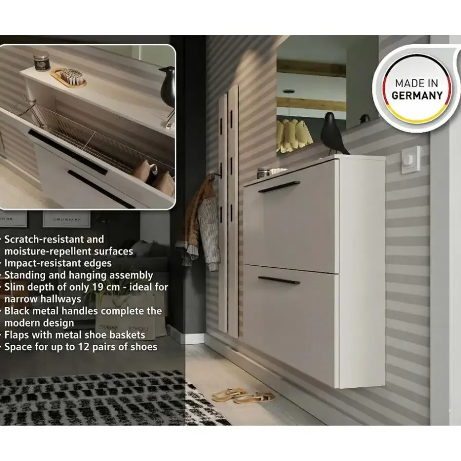 Germania Schoenenkast Jonas 140cm met twee deuren - kasjmier beige