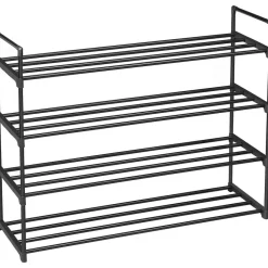 ACAZA Schoenenrek - 4 niveaus - metaal - 92x73x30 cm - zwart