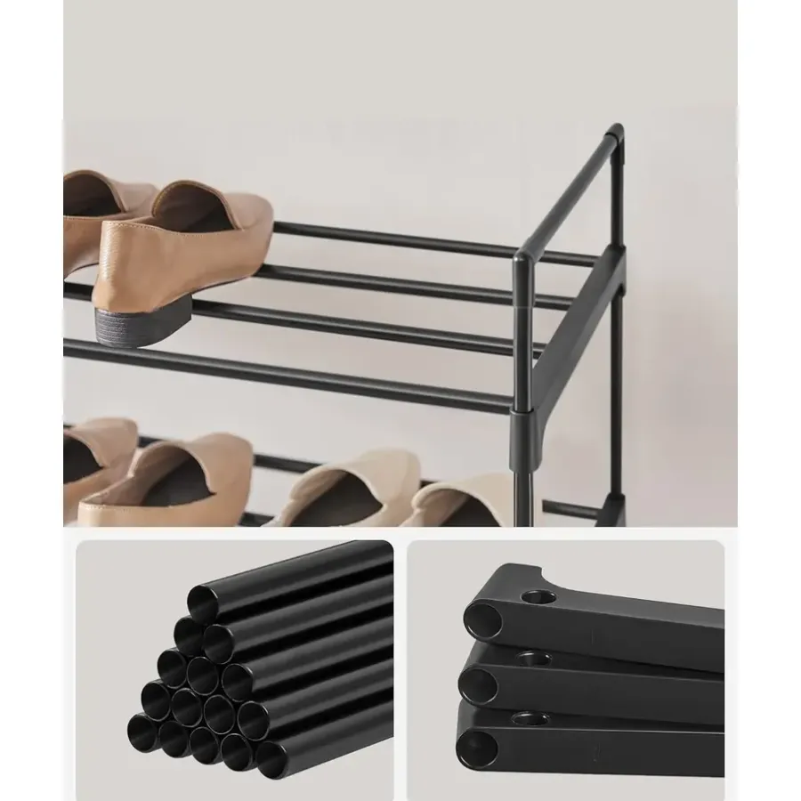 ACAZA Schoenenrek - 4 niveaus - metaal - 92x73x30 cm - zwart