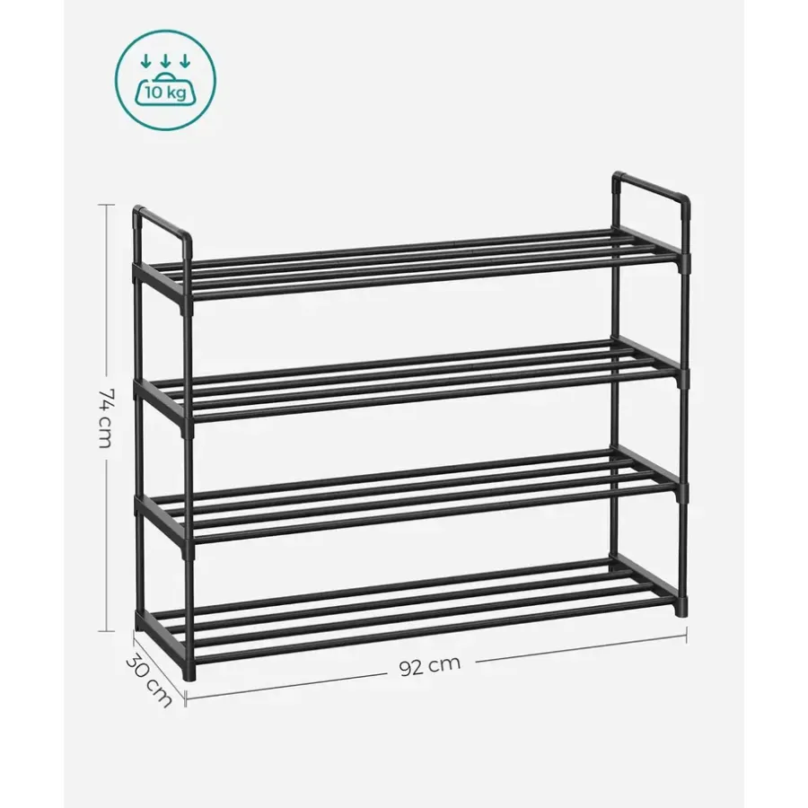 ACAZA Schoenenrek - 4 niveaus - metaal - 92x73x30 cm - zwart