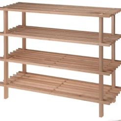 Kledingopbergers-Merkloos Schoenenrek - 4-laags - 77 x 26 x 65 cm - hout -schoenenstandaard