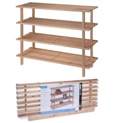 Kledingopbergers-Merkloos Schoenenrek - 4-laags - 77 x 26 x 65 cm - hout -schoenenstandaard