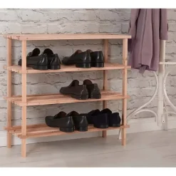 Kledingopbergers-Merkloos Schoenenrek - 4-laags - 77 x 26 x 65 cm - hout -schoenenstandaard