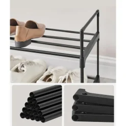 Kledingopbergers-Merkloos Schoenenrek - stapelbaar - 2 niveaus - 92x33x30 cm - zwart