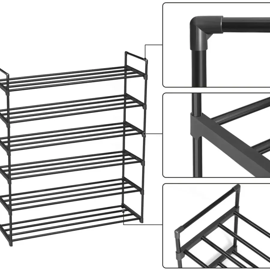 ACAZA Schoenenrek - stapelbaar - 92x113x30 cm - zwart
