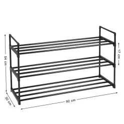 Kledingopbergers-ACAZA Schoenenrek - stapelbaar - 92x54x30 cm - zwart