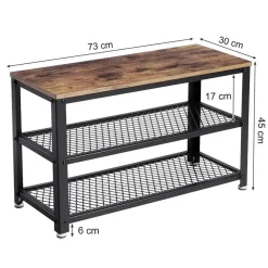 Kledingopbergers-Merkloos Schoenenrek - vintage - 73x45x30 cm - vintage bruin