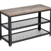 Kledingopbergers-Dok Home Schoenenrek met 2 legplanken - Schoenenbank - Industrieel design - Grijs-Zwart