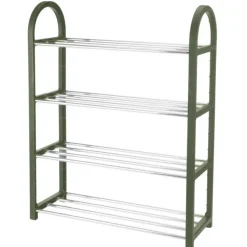 Merkloos Schoenenrek/schoenenstandaard - 4-laags - grijs - 50 x 19 x 65 cm