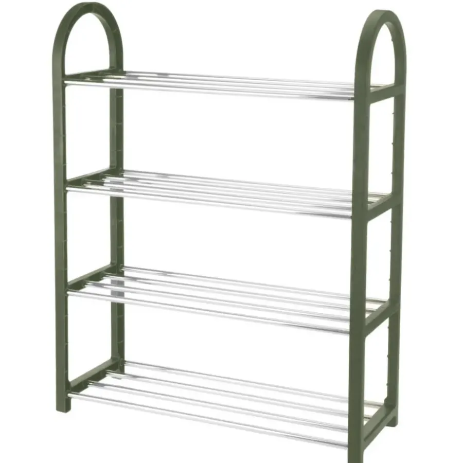 Merkloos Schoenenrek/schoenenstandaard - 4-laags - grijs - 50 x 19 x 65 cm
