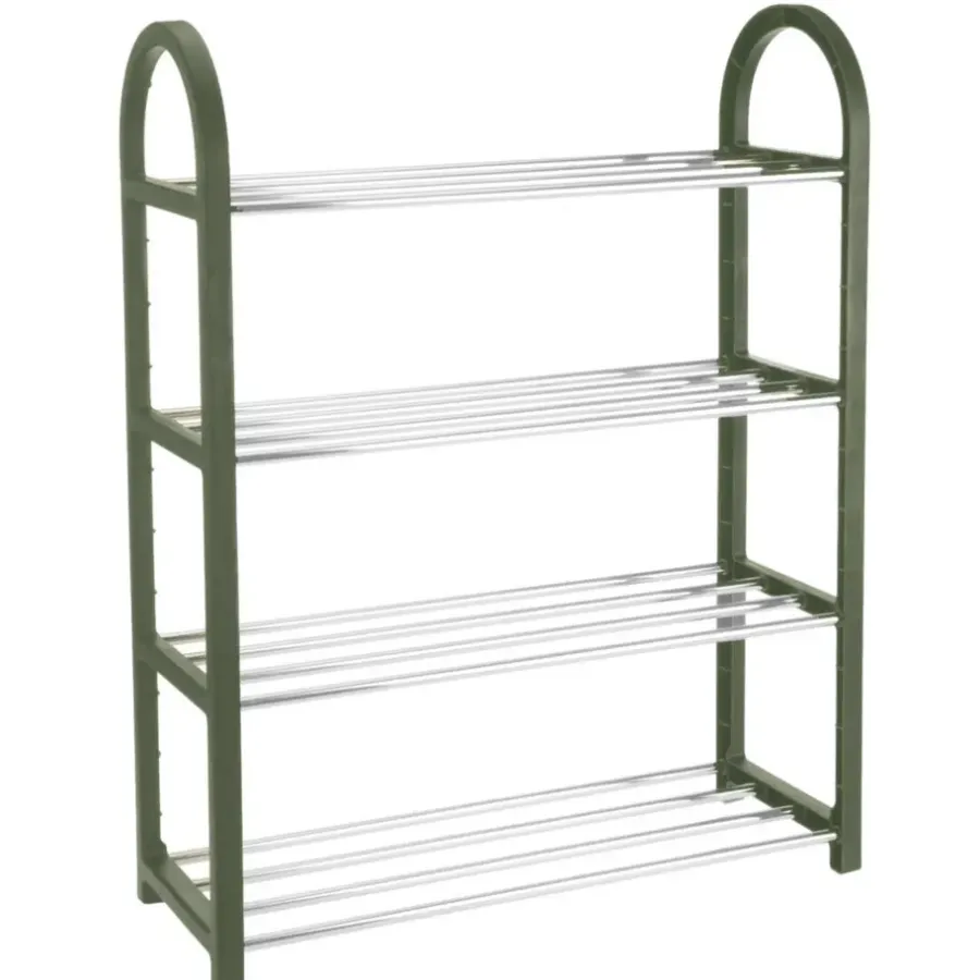 Merkloos Schoenenrek/schoenenstandaard - 4-laags - grijs - 50 x 19 x 65 cm