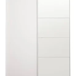Leen Bakker Schuifdeurkast Bergamo - wit/spiegel - 221x178,5x66,6 cm