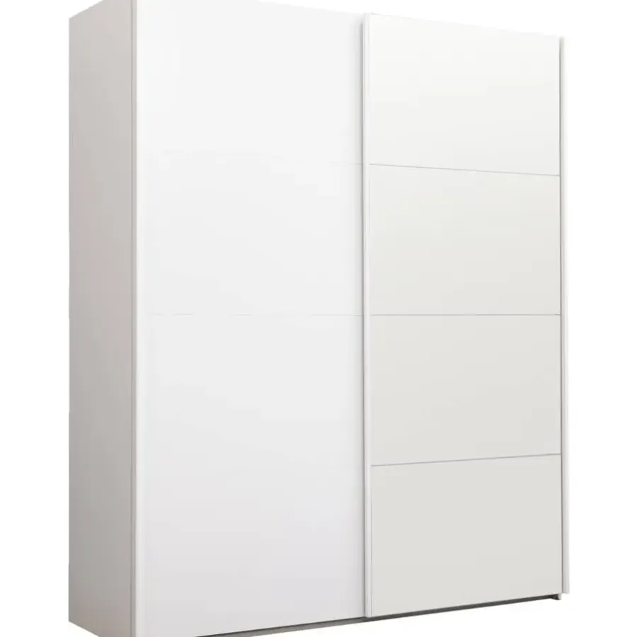 Leen Bakker Schuifdeurkast Bergamo - wit/spiegel - 221x178,5x66,6 cm