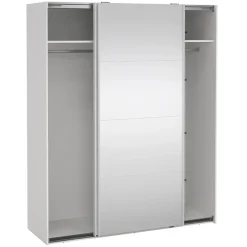 Leen Bakker Schuifdeurkast Bergamo - wit/spiegel - 221x178,5x66,6 cm