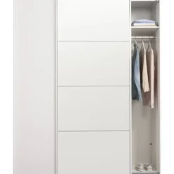 Leen Bakker Schuifdeurkast Bergamo - wit/spiegel - 221x178,5x66,6 cm