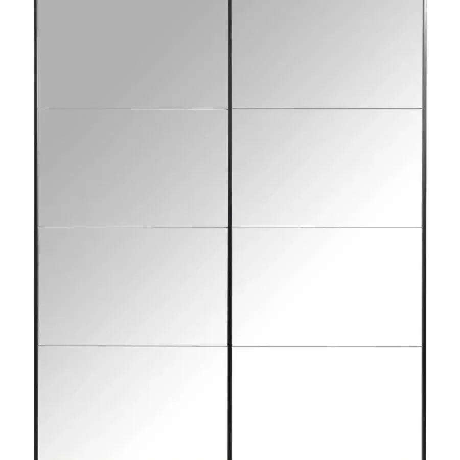 Schuifdeurkasten-Leen Bakker Schuifdeurkast Bergamo met spiegeldeuren - antraciet - 221x178,5x66,6 cm