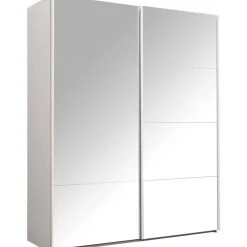 Schuifdeurkasten-Leen Bakker Schuifdeurkast Bergamo met spiegeldeuren - wit - 221x178,5x66,6 cm