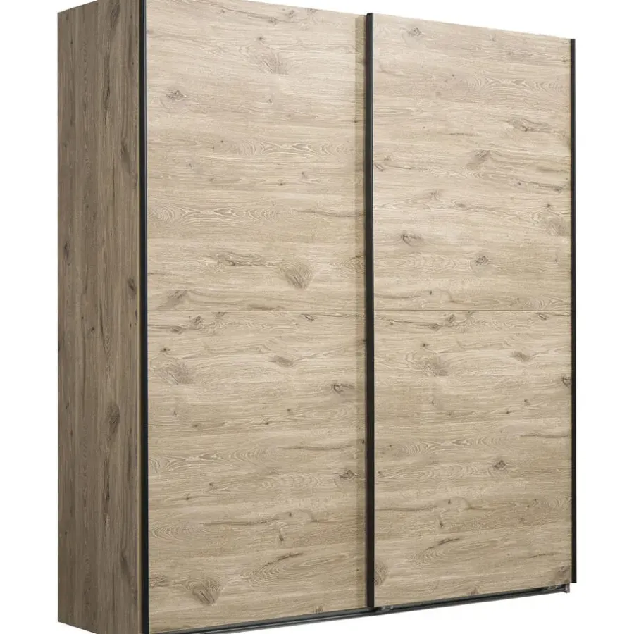 Leen Bakker Schuifdeurkast Dex - eikenkleur - 198x180x64 cm