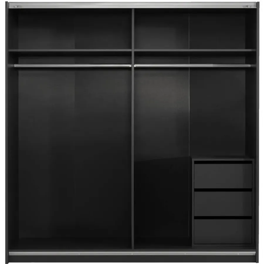 Leen Bakker Schuifdeurkast Genua - antraciet/eikenkleur - 204x200x60 cm