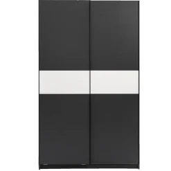 Leen Bakker Schuifdeurkast Genua - antraciet/wit - 204x122x60 cm