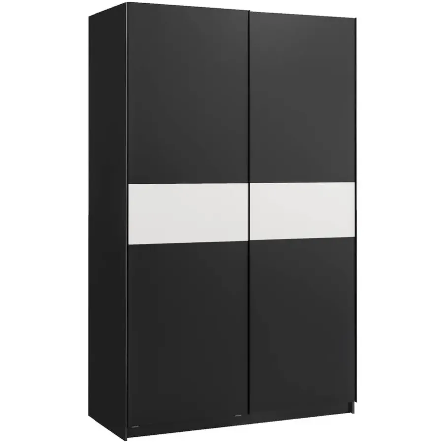 Leen Bakker Schuifdeurkast Genua - antraciet/wit - 204x122x60 cm