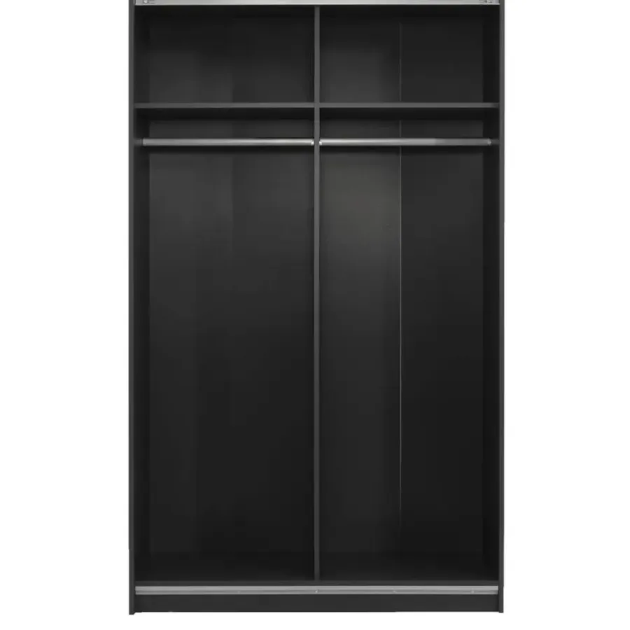 Leen Bakker Schuifdeurkast Genua - antraciet/wit - 204x122x60 cm