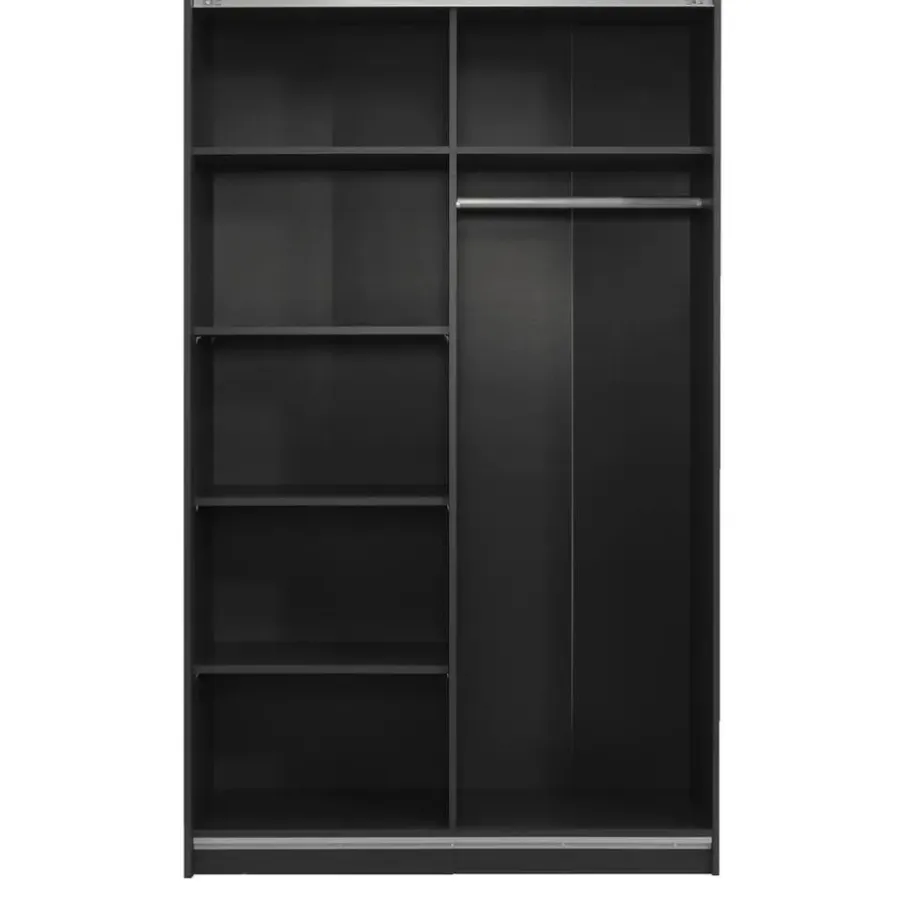Leen Bakker Schuifdeurkast Genua - antraciet/wit - 204x122x60 cm