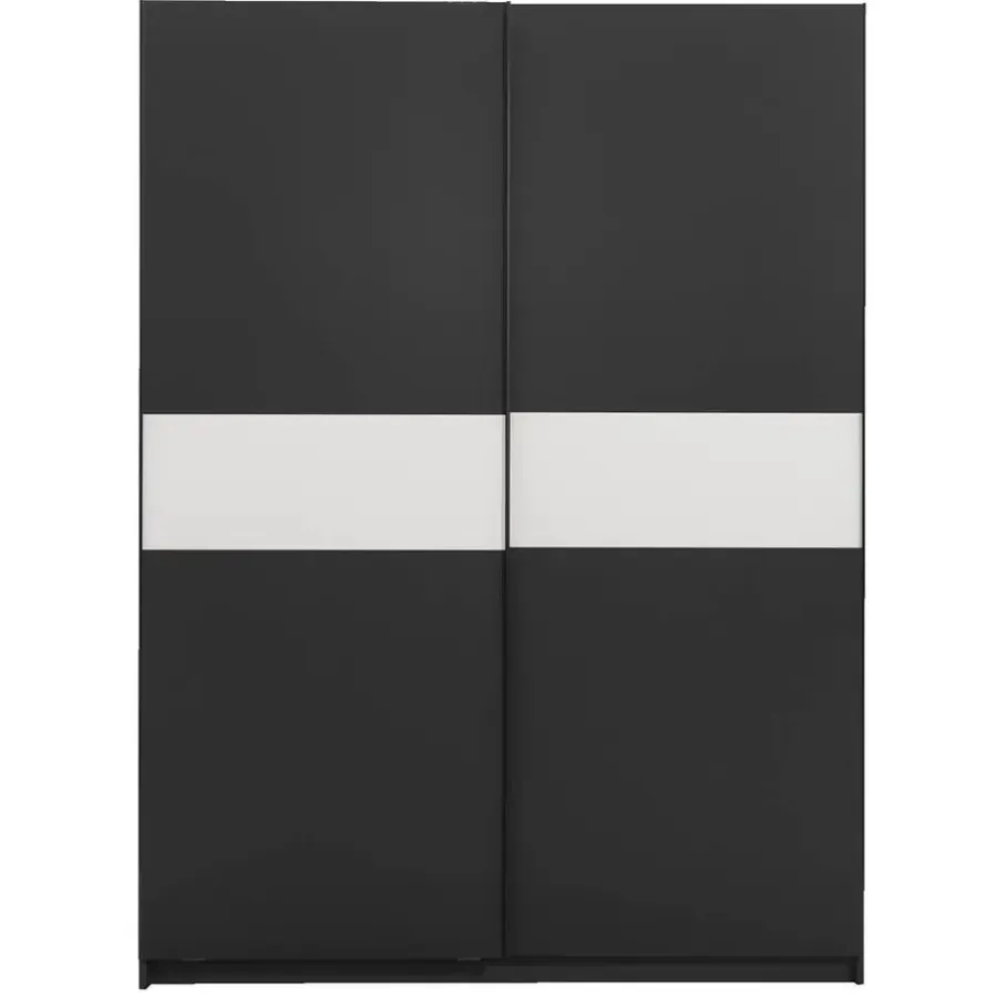Leen Bakker Schuifdeurkast Genua - antraciet/wit - 204x150x60 cm