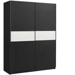 Leen Bakker Schuifdeurkast Genua - antraciet/wit - 204x150x60 cm