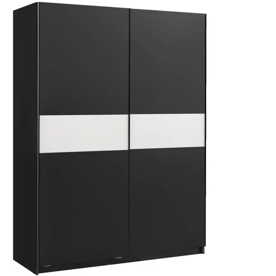 Leen Bakker Schuifdeurkast Genua - antraciet/wit - 204x150x60 cm