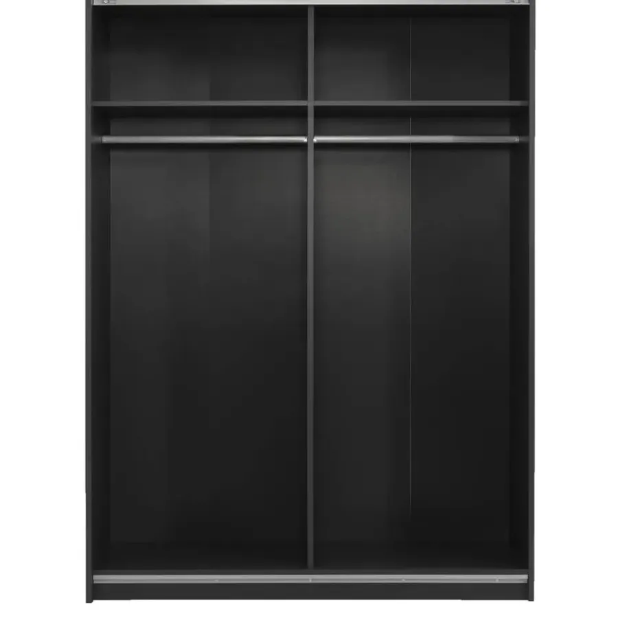 Leen Bakker Schuifdeurkast Genua - antraciet/wit - 204x150x60 cm