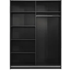 Leen Bakker Schuifdeurkast Genua - antraciet/wit - 204x150x60 cm