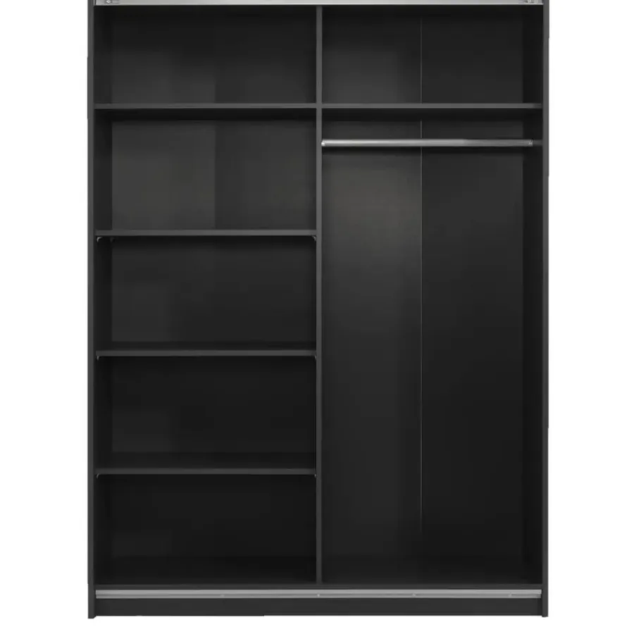 Leen Bakker Schuifdeurkast Genua - antraciet/wit - 204x150x60 cm