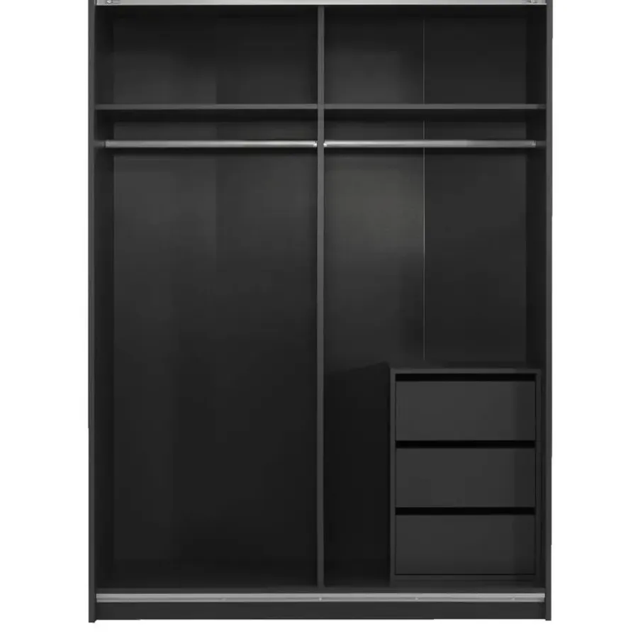Leen Bakker Schuifdeurkast Genua - antraciet/wit - 204x150x60 cm