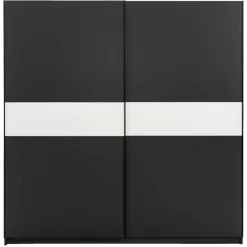 Leen Bakker Schuifdeurkast Genua - antraciet/wit - 204x200x60 cm