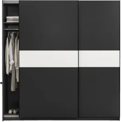 Leen Bakker Schuifdeurkast Genua - antraciet/wit - 204x200x60 cm