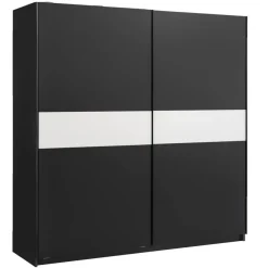Leen Bakker Schuifdeurkast Genua - antraciet/wit - 204x200x60 cm