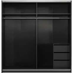 Leen Bakker Schuifdeurkast Genua - antraciet/wit - 204x200x60 cm