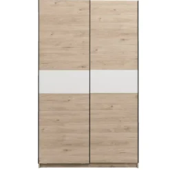 Leen Bakker Schuifdeurkast Genua - eikenkleur/wit - 204x122x60 cm