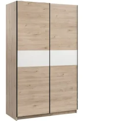 Leen Bakker Schuifdeurkast Genua - eikenkleur/wit - 204x122x60 cm